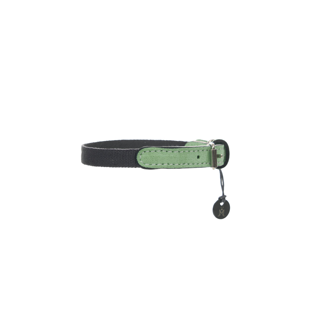 Mungo & Maud Luxury Dog & Cat Outfitters Baseball Cotton Suede Dog Collar Grey Green