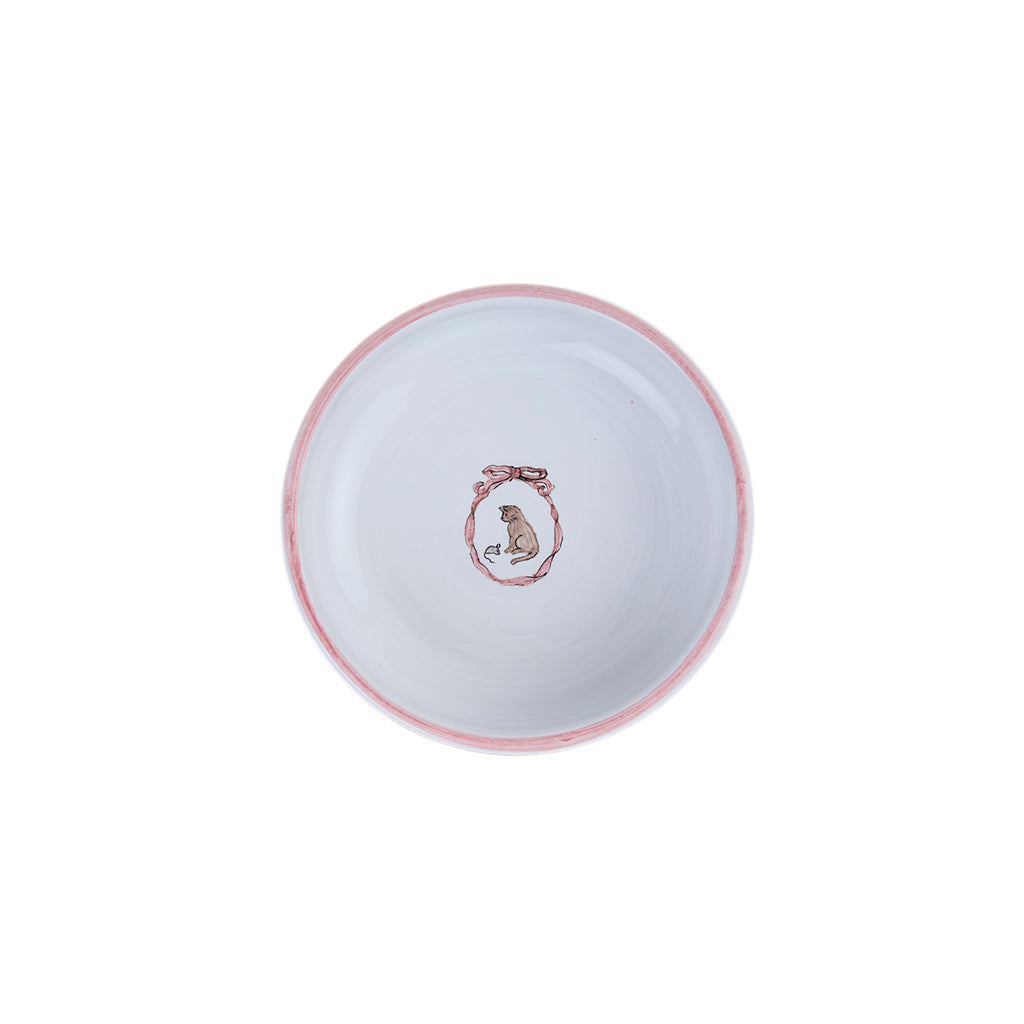 Mungo & Maud Luxury Dog & Cat Outfitters Mademoiselle Hand-Painted Ceramic Cat Bowl White Pink