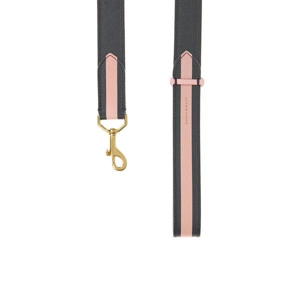 Mungo & Maud Luxury Dog & Cat Outfitters Torino Leather Dog Lead Black Pink