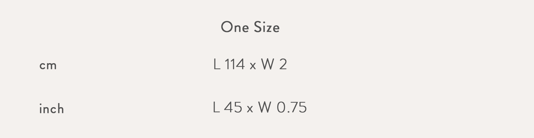 Size chart in cm