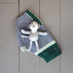 Mungo & Maud Luxury Dog & Cat Outfitters Obi Merino Cashmere Dog Pullover Grey Green Moe the Mini Monkey Dog Toy