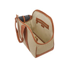 Mungo & Maud Luxury Dog & Cat Outfitters Bonbon Leather Cotton Canvas Dog Bag Brown