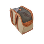 Mungo & Maud Luxury Dog & Cat Outfitters Bonbon Leather Cotton Canvas Dog Bag Brown