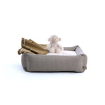 Mungo & Maud Luxury Dog & Cat Outfitters Counting Sheep Embroidered Cotton Blanket Brown Pink Check Classic Dog Bed Grey