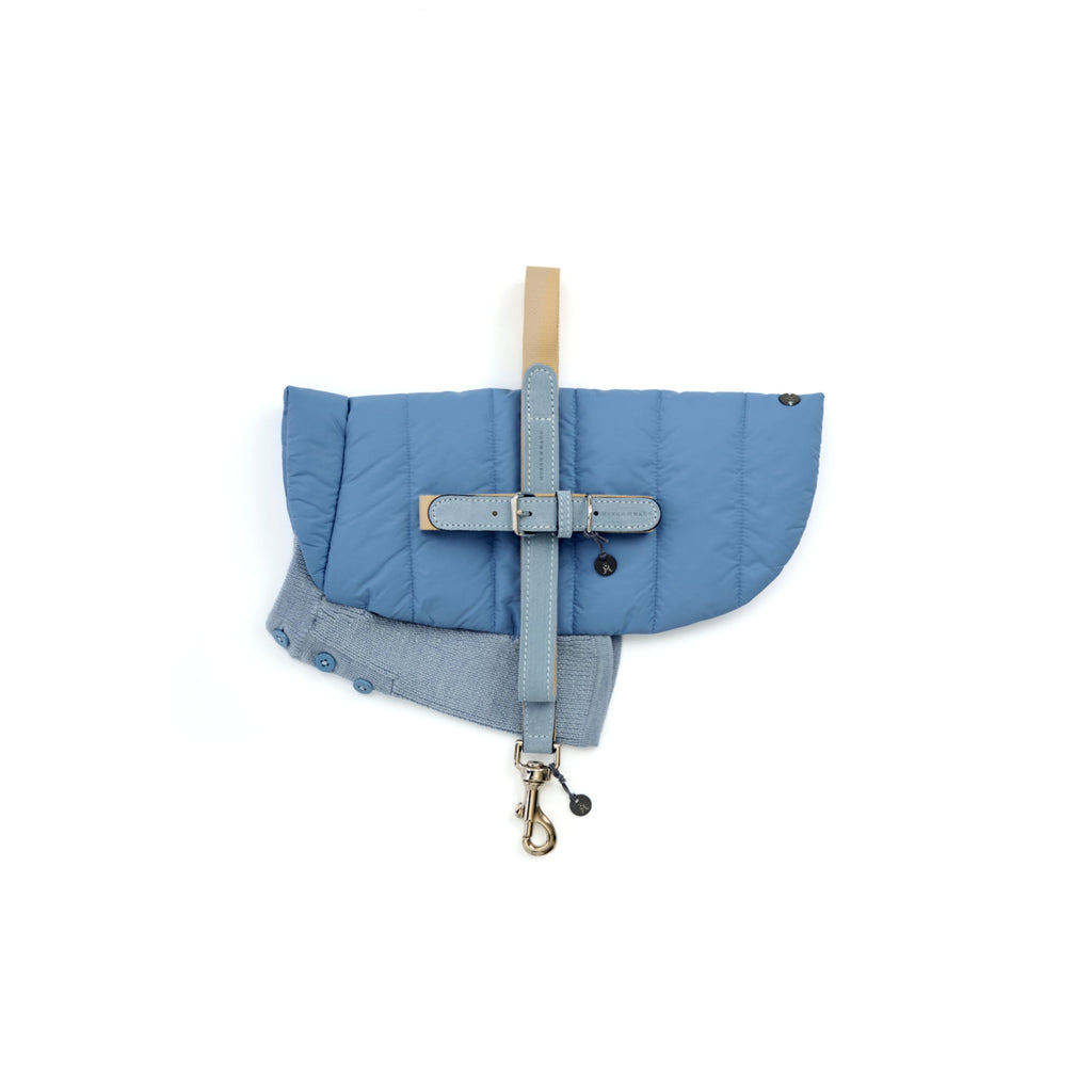 Mungo & Maud Luxury Dog & Cat Outfitters Baseball Cotton Suede Dog Lead Beige Blue Beetle Dog Coat Blue