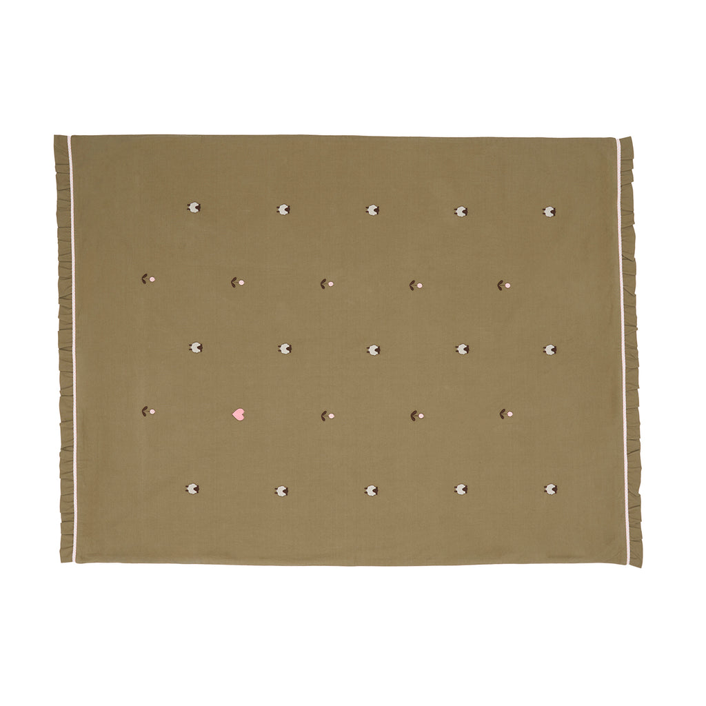 Mungo & Maud Luxury Dog & Cat Outfitters Counting Sheep Embroidered Cotton Blanket Brown Pink Check