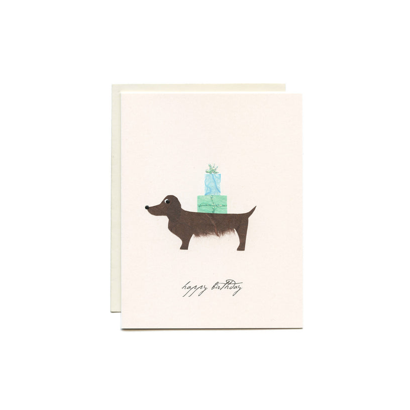 Dog With Presents Happy Birthday Card